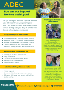 Support Worker Flyer Aged Care and Disability Care Brochures & Info Download - ADEC